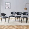 Minimalist Ergonomic Dining Chair With Curved Backrest In, (Set of 4) - Black - Image 5