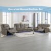 Home Theater Recliner Set Manual Recliner Chair With A Led Light Strip Two Built-In Cup Holders For Living Room - Gray - Image 6