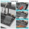 Drop In Waterfall Kitchen Sink With Pull Out Faucet & Cup Washer, 16 Gauge Stainless Steel - White - Image 6