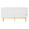 Modern Elegant 4 Door Sideboard Gold Metal Handle Buffet Cabinet For Dining Room, Living Room, Bedroom, Hallway - White - Image 16