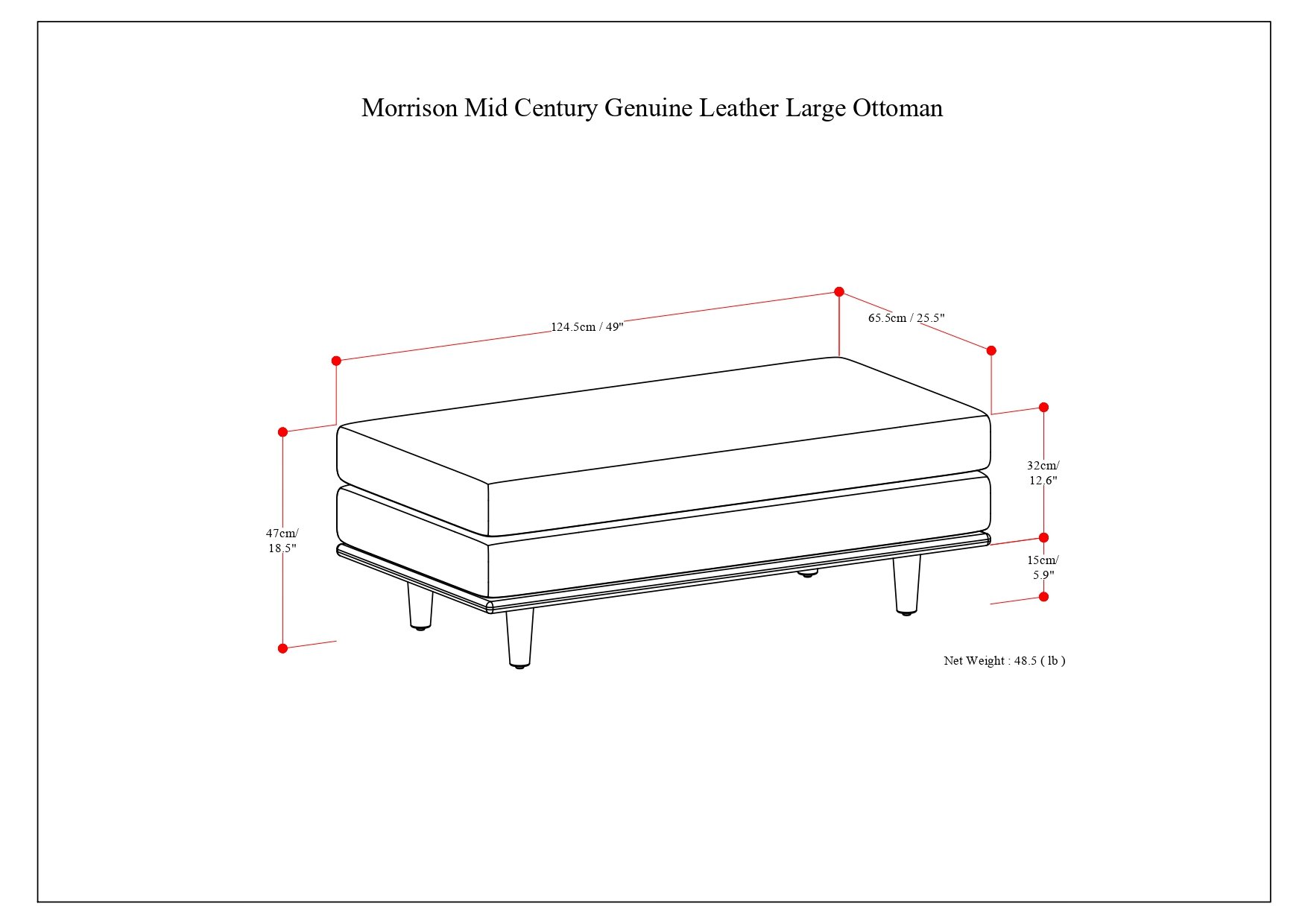 Morrison - Large Rectangular Ottoman - Sienna - Image 2