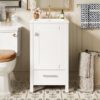 18" Bathroom Vanity With Sink, Soft Close Drawers, Door Organizer, Divider Drawer, Adjustable Foot Pads - White - Image 6