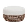 Willow - Round Upholstered Woven Patio Ottoman, Wicker Frame - Wheat Beige / Golden Brown - Image 2