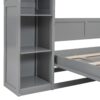 Full Size Murphy Wall Bed With Shelves And LED Lights - Gray - Image 13