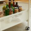 Movable Oval Metal Glass Coffee Table With Storage - White - Image 9