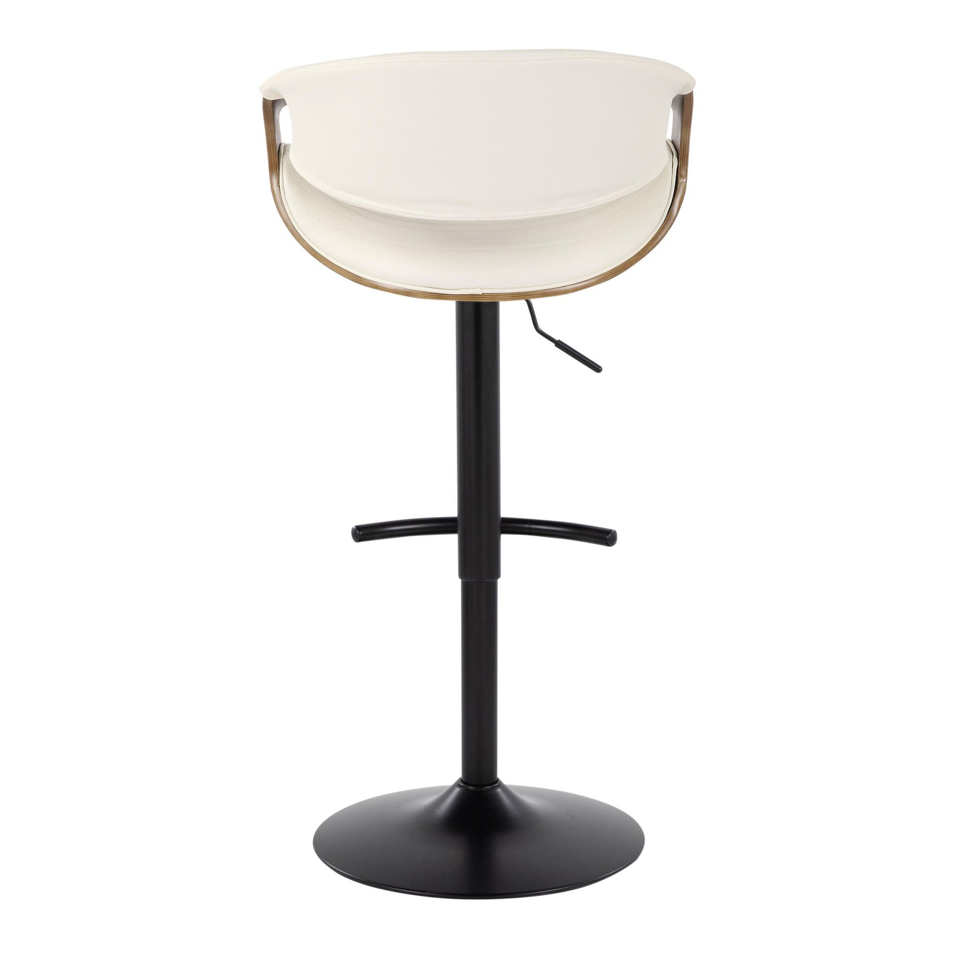 Symphony - Mid-Century Modern Adjustable Barstool With Swivel With Rounded T Footrest (Set of 2) - Black / Light Gray / White - Image 5