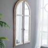 Arch Wood Wall Mirror - Brown Antique White - Image 5