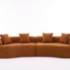 Compression Sofa:4 Seater Orange Sofa With Wood Grain Chenille Fabric, 30D, 60 Hardness Full Sponge, 4 Pillows For Living Room, Home Furniture Sleeper Sectional Sofa For Apartment - Image 11