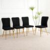 Modern Teddy Wool Dining Chair With Plated Metal Legs Upholstered Fabric Side Chair (Set of 4) - Black - Image 4
