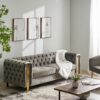 Comfy 3 Sofa With Tufted Back And Arm, Modern For Living Room - Gray - Image 5