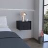 Floating Nightstand, Space Saving Design With Handy Drawer And Surface - Black - Image 4