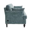 Modern Style Chenille 2 Seater Wood Legged Sofa With LED Light, USB Charging Port And Storage Bag - Lake Blue - Image 25