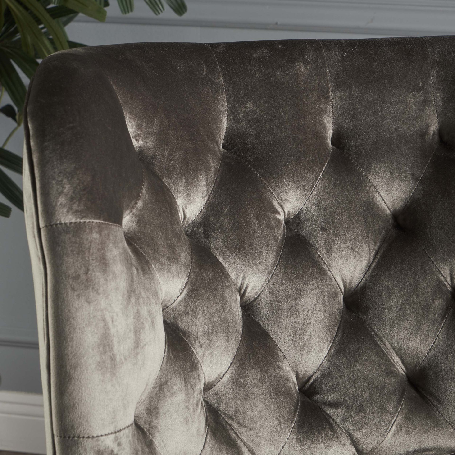 Elegant Velvet Club Chair With Handcrafted Details - Gray - Image 5