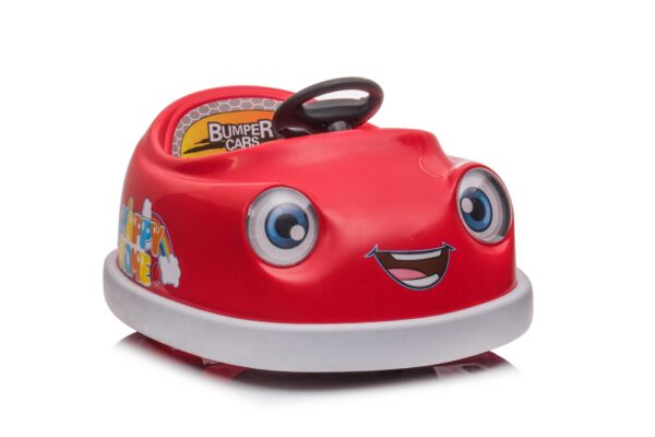 Bumper Car For Kids, 12V Dual Drive 1-6 Years Old Children's Electric Car With Pushrod Dinner Plate USB Bt Music Rocking Horse Mode Anti-Collision Bumper Ride On Car - Red