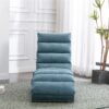 Ergonomic Linen Massage Chaise Lounge With Remote Control, 5 Modes - Blue - Image 4