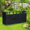 Garbage Bin Shed Stores 3 Trash Cans Metal Outdoor Bin Shed For Garbage Storage, Stainless Galvanized Steel, Bin Shed For Garden Yard Lawn W540S00009 - Charcoal - Image 2