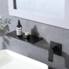 Modern Stainless Steel Waterfall Bathroom Sink Faucet With Single Handle Wall Mount - Matte Black - Image 5
