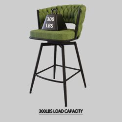 Woven 26" Bar Chair (Set of 2), 360 Swivel Upholstered - Green