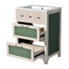Bathroom Vanity With Ceramic Sink, Bathroom Vanity Cabinet With 2 Drawers, Wooden Bathroom Sink Cabinet - Beige / Green - Image 15