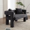 Modern Loveseat Sofa, Comfy Upholstered 2 Seater Sofa, Small Loveseat Accent Couch For Living Bedroom Leisure Areas - Carbon Black - Image 11