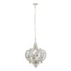 Farmhouse Chandelier, 6 Light Wood Chandelier Pendant Light Fixture With Adjustable Chain For Dining Room Living Room Entryway, Bulb Not Included - Cream - Image 2