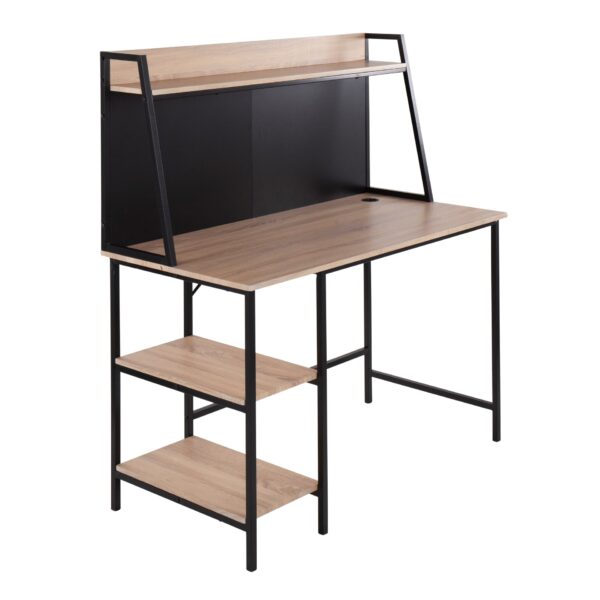 Geo - Shelf Contemporary Desk - Black / Natural