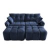 Cozy Plush 2 Seater Sofa Set With Ottomans And Throw Pillows - Blue - Image 9