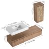 Imitative Wall Mounted Bathroom Vanity With Resin Sink And Side Cabinet, Soft Close Drawers - Imitative Oak - Image 4