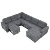 U-Shaped Sofa Sectional Sofa Pull-Out Sofa Bed With A Storage Chaise Lounge, Charging Devices For Living Room - Gray - Image 20