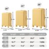 20" / 24" / 28" 3 Pieces / Set Spinner Wheel Luggage, Carry On Suitcase, With Cup Holder & USB Port & Phone Holder - Yellow - Image 3