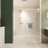 Frameless Shower Door, Sliding Shower Door, Premium 5 / 16" (8 Mm) Thick Tempered Glass Shower Enclosure With Towel Bar, Double Side Easy Clean Coat, Finished With Buffer - Brushed Nickel - Image 18