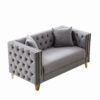 2 Seater Deep Seat Sofa, Sofa With Button Nailhead, Square Arm Couches, Furniture For Living Room - Gray - Image 4