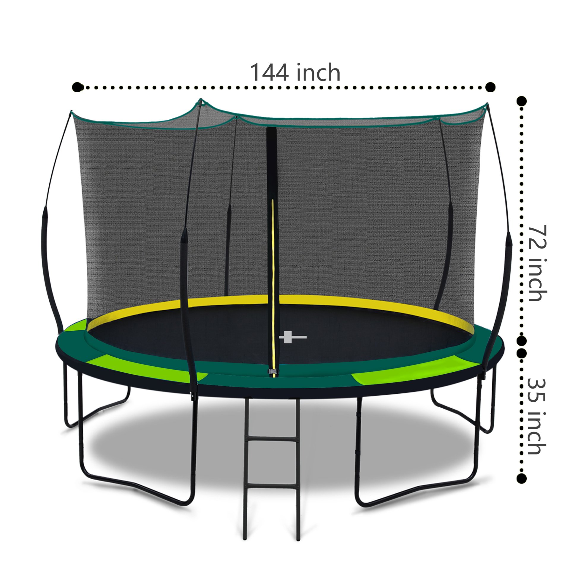 Yc 12Ft Recreational Trampolines With Enclosure For Kids And Adults With Patented Fiberglass Net Poles Pumpkin - Green - Image 15