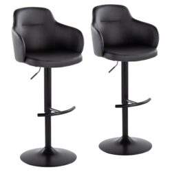 Boyne - Contemporary Adjustable Barstool With Swivel With Rounded T Footrest (Set of 2) - Black