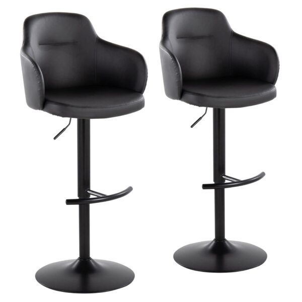 Boyne - Contemporary Adjustable Barstool With Swivel With Rounded T Footrest (Set of 2) - Black