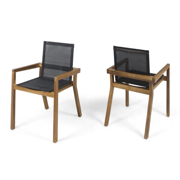 Dining Chair With Frame And Mesh Seating (Set of 2) - Teak