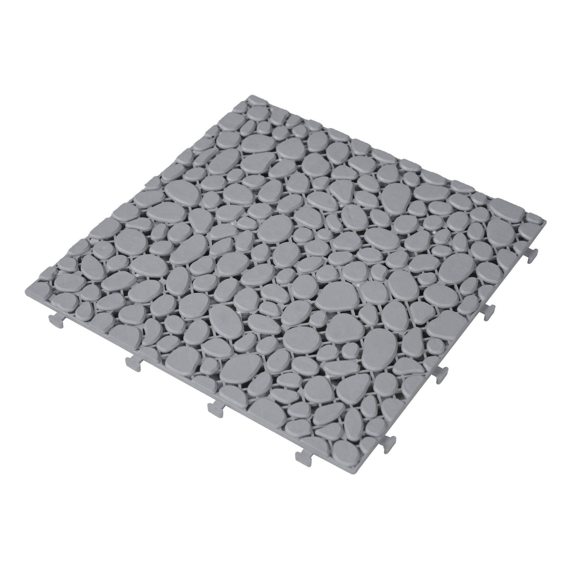 Interlocking Deck Tiles Plastic Waterproof Outdoor All Weather Anti-Slip Bathroom Shower Balcony Porch Strong Weight Capacity Upto 440 Lbs, Pebble Stone Pattern Pack Of 12 - Gray - Image 17