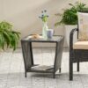Trenton - Outdoor Side Table With Glass Top - Brown Rattan - Image 2