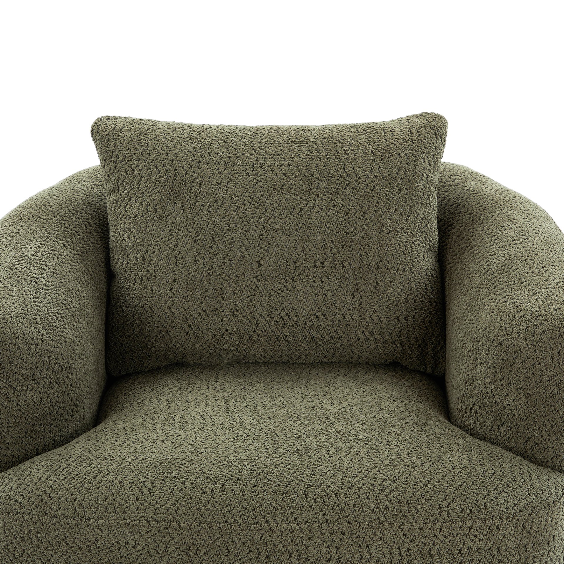 360° Swivel Chair, Chenille Upholstered Barrel Sofa Chair With Throw Pillow, For Living Room, Office - Green - Image 18