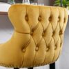 Contemporary Velvet Upholstered Wing-Back Barstools With Button Tufted Decoration And Wooden Legs, And Chrome Nailhead Trim, Leisure Style Bar Chairs, Bar Stools (Set of 2) - Gold - Image 9