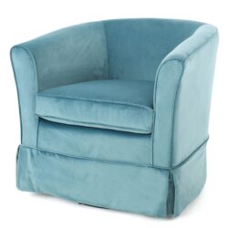 Zeniqua - Upholstered Velvet Swivel Chair With Loose Cover - Blue