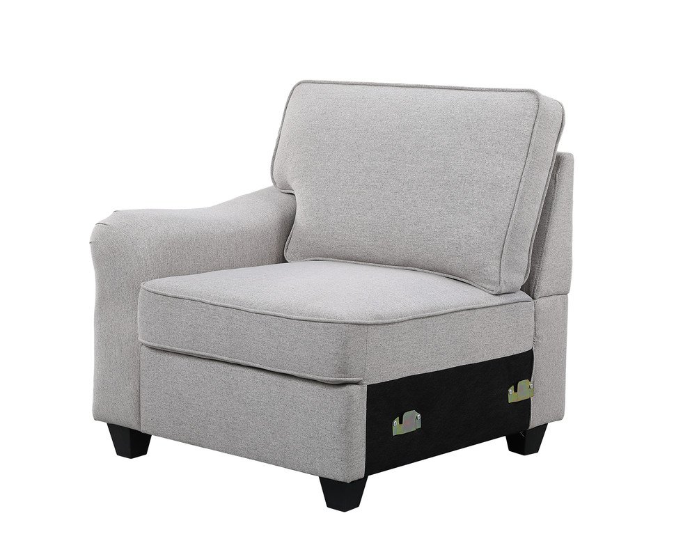 Leo - 8 Piece Modular L-Shape Sectional Sofa And Ottoman - Light Gray - Image 4