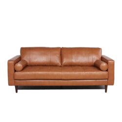 Mid-Century Tufted Leather Sofa - Cognac