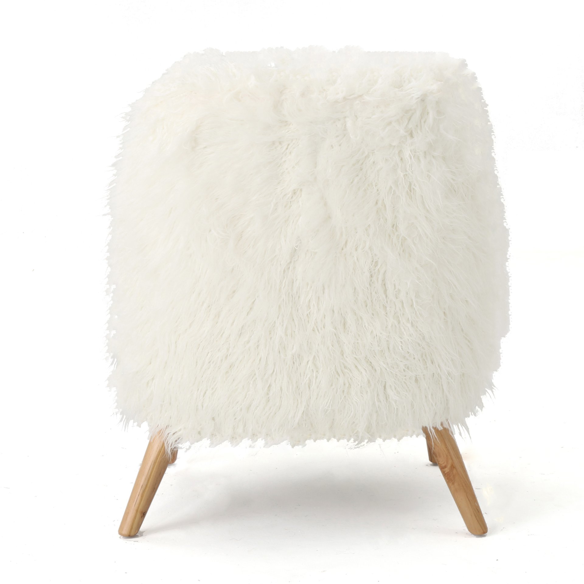 Modern Glam Club Chair With Shaggy Textures - White - Image 10