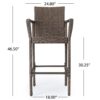 Outdoor Wicker Barstool With Faux Rattan And Iron Frame - Mix Mocha - Image 3