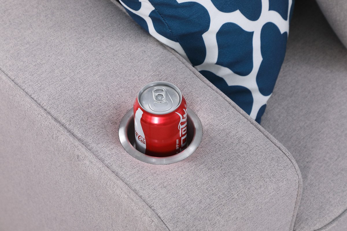 Cooper - 7 Piece Reversible L-Shape Sectional Sofa & Comfort Ottoman And Cupholder - Light Gray - Image 6