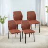 Dining Chairs Living Room Chair Modern Kitchen Armless Side Chair With Metal Legs (Set of 4) - Brown - Image 4