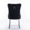 Nikki - Modern, High-End Tufted Solid Wood Contemporary Velvet Upholstered Dining Chair With Chrome Stainless Steel Plating Legs, Nailhead Trim (Set of 2) - Black / Chrome - Image 7