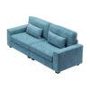Modern Fabric Sofa With Plush Cushions, Sleek Arm Design, Sturdy Solid Wood Frame - Blue - Image 5