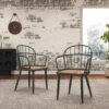 Industrial Inspired Indoor Dining Chair With Metal Legs And Birch (Set of 2) - Black / Natural - Image 2